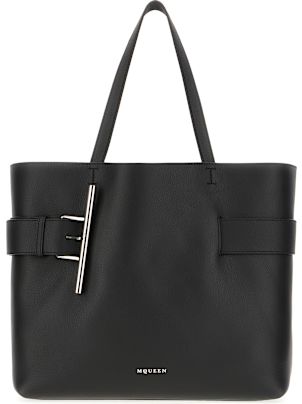 トートバッグ alexander mcqueen Black leather shopping bag Alexander McQueen Black Leather Shopping Bag | italist