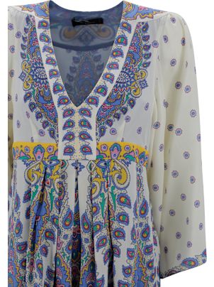 Etro Long Dress With V Neck And All-over Paisley Print In