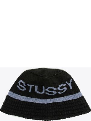 Stussy Jacquard Knit Bucket Hat Black jacquard knit bucket with logo