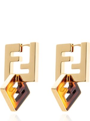 ピアス FENDI PRINTED PLEXIGLASS FOREVER FENDI EARRINGS Fendi Printed Plexiglass And Metal Forever Fendi Earrings