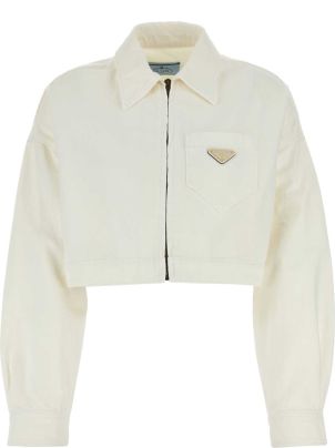 ジャケット PRADA SS23 Ivory cotton blazer (P555NS23112LT F0018) F/W 2023 Tailored Knit Collar Suit | Authentic & Vintage | ReSee