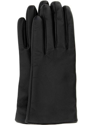 Saint Laurent Black Leather Cassandre Gloves 手袋 通販