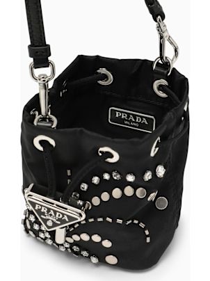 クラッチバッグ PRADA BLACK NYLON MINI POUCH WITH CRYSTALS Prada Black Nylon Mini Pouch With Crystals | italist, ALWAYS