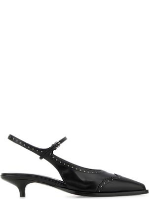 【送料&関税込】Miu Miu Black Leather Brogue Pumps Miu Miu Leather Brogue Shoes | Black | FARFETCH