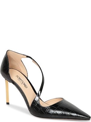 【送料&関税込】Tom Ford 85mm Crocco Black Gold Heeled Shoes Tom Ford 85mm Crocco Black Gold Heeled Shoes | italist
