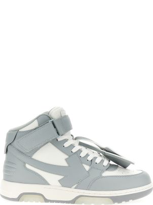 オフホワイト☆4色 Out Of Office Mid Top レザースニーカー OFF-WHITE Out Of Office Outlined Sneaker (Black/Light Blue