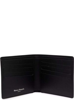 Maison Margiela Black Wallet With Contrasting Stitching At The