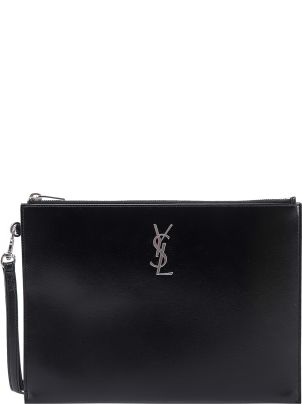 Saint Laurent Rive Gauche North/South Tote White Linen/Black in Canvas with  Silver-tone - US