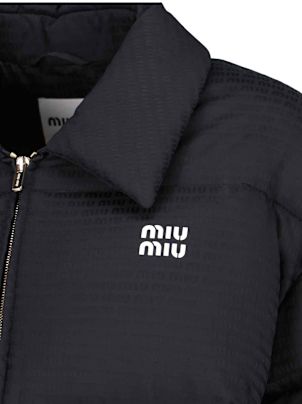 Miu Miu Logo Print Down Jacket | italist