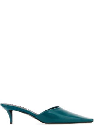 【関税＆送料込み】Jil Sander Chimera Green Leather Mules Jil Sander 50mm Studded Mules | Green | FARFETCH