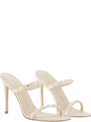 サンダル・ミュール Stuart Weitzman PEARLITA - Sandal with pearls STUART WEITZMAN Pearlita 35 faux pearl-embellished leather