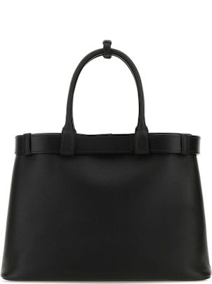 Prada Black Leather Buckle Large Handbag | italist
