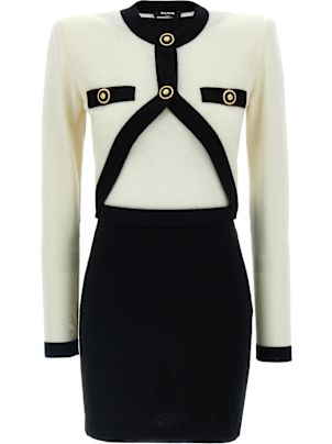 ワンピースその他 Balmain White knit dress with double straps Knitted dress with buttons white white - Women | BALMAIN