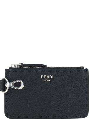 Fendi Diagonal Card Holder - Grey fabric card holder