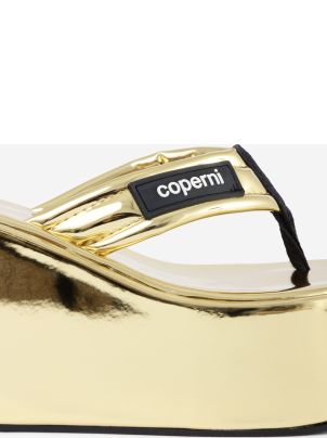 【Coperni】 在庫あり ☆ロゴ サンダル☆ COPSH34464 Coperni Metallic Branded Wedge Sandals | italist
