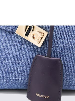 ハンドバッグ FERRAGAMO DENIM LEATHER HUG MINI TOP HANDLE BAG Ferragamo Hug Washed Denim Top-Handle Bag | Neiman Marcus