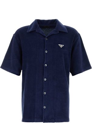 Tシャツ・カットソー PRADA SS25 Dark blue satin shirt (UCS514SOOO16GE F0008) Prada Blue Terry Fabric Shirt | italist