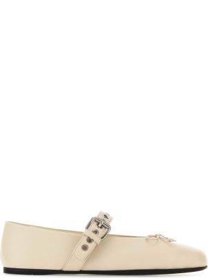 【送料&関税込】Miu Miu Ivory Leather Ballerinas Miu Miu Ivory Leather Ballerinas | italist