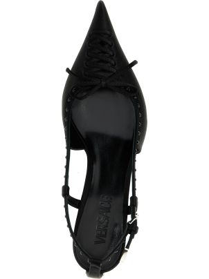 【関税込み】versace Satin rhinestone slingback Versace Satin Rhinestone Slingback | italist