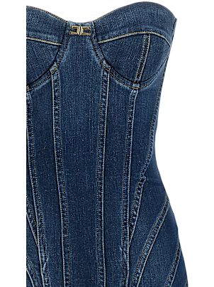 【関税込み】ELISABETTA FRANCHI Denim corset dress Elisabetta Franchi Denim Corset Dress | italist