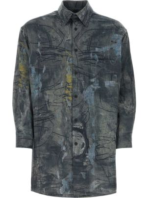 Tシャツ・カットソー Yohji Yamamoto SS23 Printed cotton shirt (HZB46045 GREY) Yohji Yamamoto Printed Cotton Shirt | italist