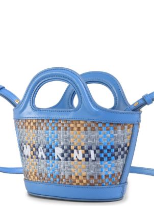 正規品　MARNI TROPICALIA MICRO BASKET BAG MARNI Tropicalia micro leather and embroidered faux raffia tote