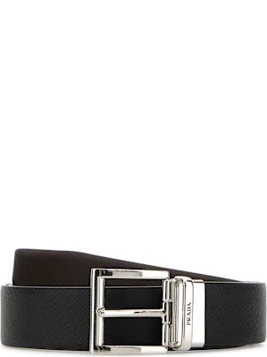 【関税&送料込】Prada Black Leather Reversible Belt Prada Reversible Leather Belt | Black | FARFETCH