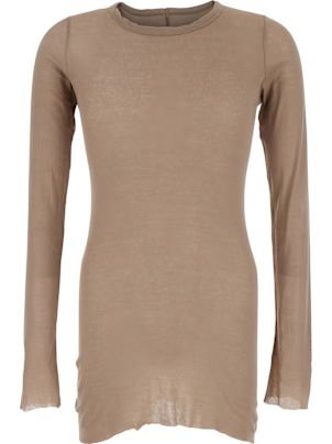 【送料&関税込】Rick Owens Brown Long-sleeve T-shirt In Visc Rick Owens Brown Long-sleeve T-shirt In Viscose And Silk