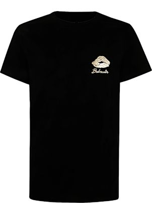 Balmain Gold Kiss Print Logo T.shirt Classic Fit | italist