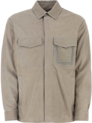 Tシャツ・カットソー ETRO SS23 Dove grey suede shirt (1L9797906 0003) Etro Dove Grey Suede Shirt | italist