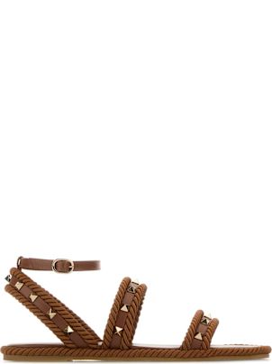 サンダル・ミュール Valentino Garavani Caramel Fabric Rockstud Sandals Valentino Garavani Caramel Fabric Rockstud Sandals | italist