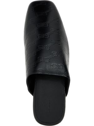 サンダル・ミュール BALENCIAGA Grape Leather City Slippers Balenciaga City Embellished Crinkled-Leather Mules in Black