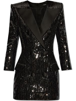 【送料&関税込】Balmain Vichy Dress Balmain logo-jacquard Mini Dress | Black | FARFETCH