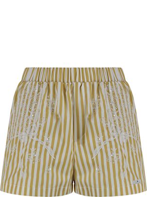 ショートパンツ ELISABETTA FRANCHI Celana striped cotton shorts BIANCO/CURRY Elisabetta Franchi for Women