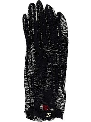 手袋 Valentino Garavani Black Mesh Vlogo Gloves Valentino Garavani Black Mesh Gloves | italist