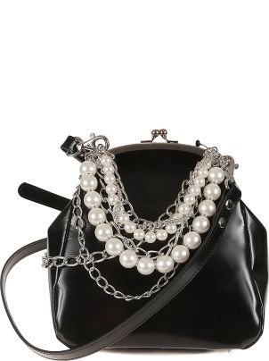 Junya Watanabe Pearl Applique Chain Link Shoulder Bag