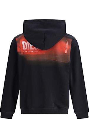 【DIESEL】S-Boxt-Hood-Q Men's Metallic hoodie with logo | Black | Diesel