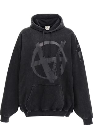 国内発送☆VETEMENTS☆DOUBLE ANARCHY HOODIE/BLACK VETEMENTS ヴェトモン FW24 キッズ KIDS DOUBLE ANARCHY HOODIE
