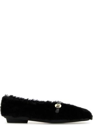 バレエシューズ Salvatore Ferragamo Black Shearling Noella Ballerinas Ferragamo Black Shearling Noella Ballerinas | italist