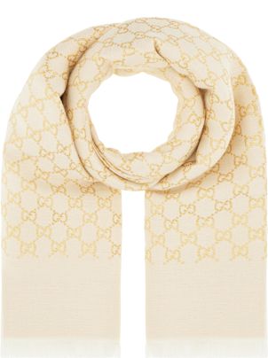 スカーフ GUCCI Woman Neck scarf Sand 7770663G001 9564 Gucci Silk Twill Scarf GG Web LADY DOUB Yellow-Sun Square