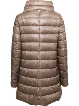 ダウンジャケット・コート HERNO Herno Woman's Amelia taupe colored Nylon Down Jacket Herno Woman's Amelia Taupe Colored Nylon Down Jacket