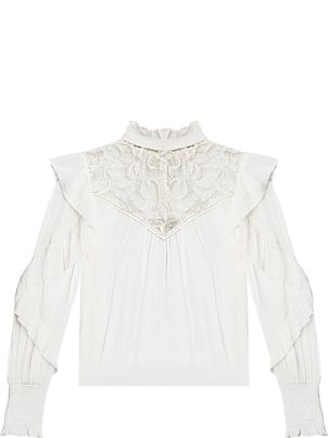 美品 ISABEL MARANT Idety ブラウス フリル 34 ウォッシュ