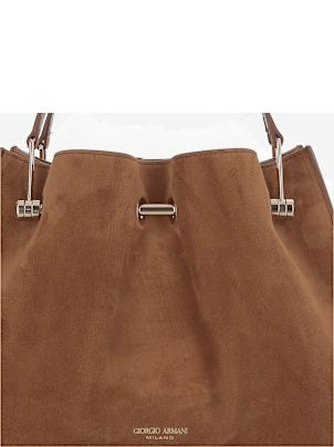 ショルダーバッグ・ポシェット Giorgio Armani Brown Suede Calf Leather Handbag Giorgio Armani Small Suede Shopper Bag | italist