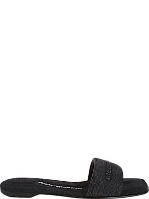 サンダル・ミュール Alexander Wang SLIPPER (30125M014 001) Alexander Wang Black leather Rexa slippers (30125M014 001