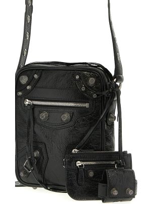 Balenciaga Black Leather Le Cagole Men Crossbody Bag