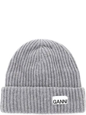 ニットキャップ・ビーニー Ganni Rib Beanie - Ganni - Wool - Purple Ganni Structured Rib Beanie Purple Wool Winter Hat Knit Cap
