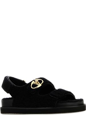 【関税&送料込】Valentino Garavani Black Eco Fur Sandals ba3db11e17af26ef0b78444dd24511