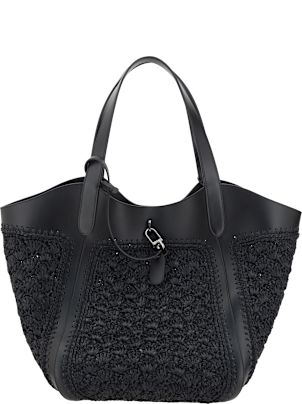 Giorgio Armani Leather And Raffia Shoulder Bag | italist, ALWAYS