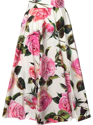 スカート DOLCE & GABBANA PINK COTTON SKIRT Dolce & Gabbana - Girls Pink Cotton Roses Skirt | Childrensalon