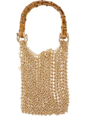 トートバッグ SILVIA GNECCHI SS25 BAMBOO BAG (KZ006 GOLD) Silvia Gnecchi 'bamboo' Gold Colored Handbag With Metallic